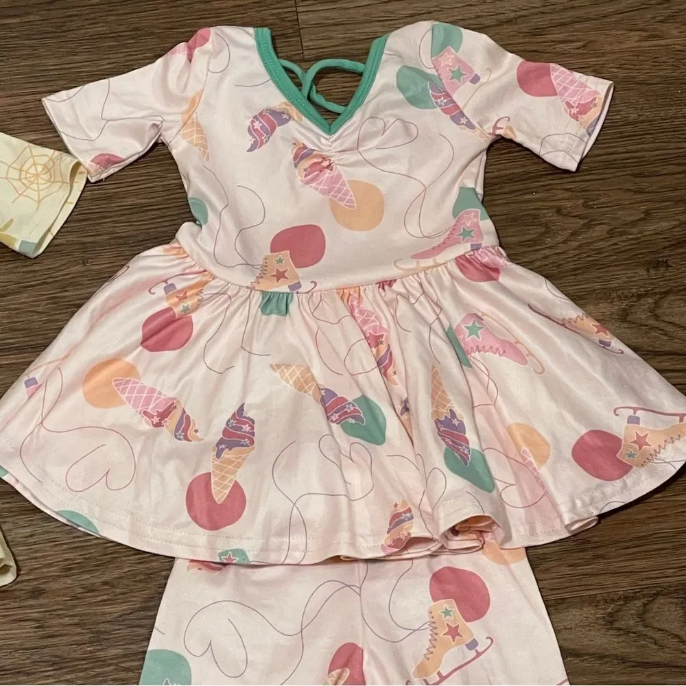 Dot Dot Smile 2 Holiday Ballerina Dresses and Matching Leggings Pink Yellow 6-12